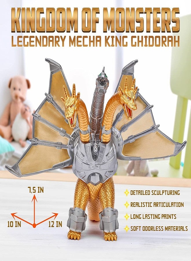 De-Lite Monsters Classic King Ghidorah Mechanical 3 Head Dragon Vinyl Big Action Figure Collectible Model - 6 inch - Limited Edition - Image 4